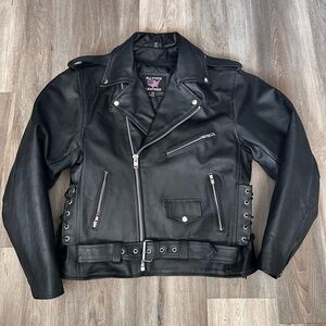 ALLSTATE Men's Black Leather Moto Jacket